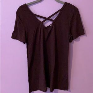 Burgundy cross-front T-shirt